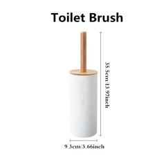 Toilet Brush With Bamboo Cover Bathroom Supplies Detachable Clean Bathroom Brush