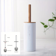 Toilet Brush With Bamboo Cover Bathroom Supplies Detachable Clean Bathroom Brush