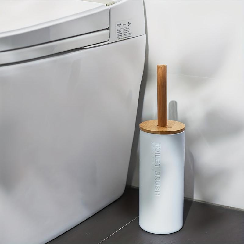 Toilet Brush With Bamboo Cover Bathroom Supplies Detachable Clean Bathroom Brush
