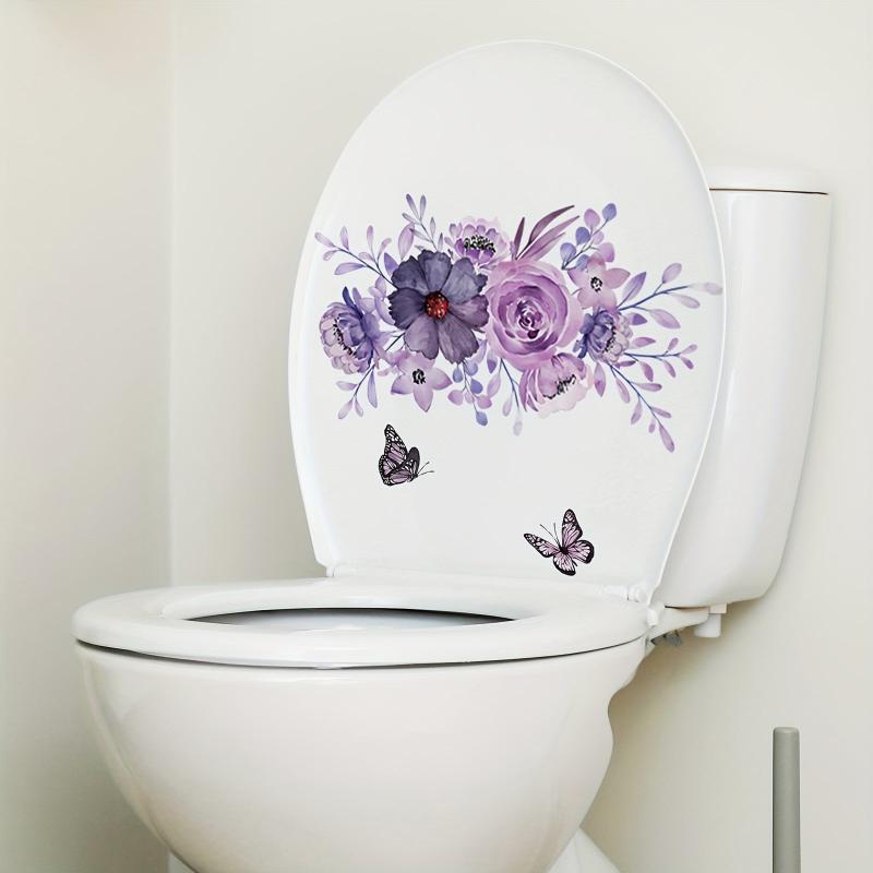 Purple Butterfly Flower Leaf Toilet Wall Sticker Self-adhesive