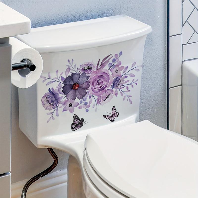 Purple Butterfly Flower Leaf Toilet Wall Sticker Self-adhesive