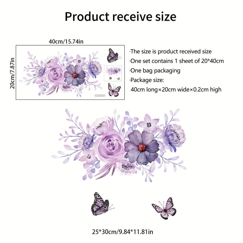 Purple Butterfly Flower Leaf Toilet Wall Sticker Self-adhesive