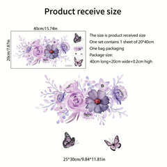Purple Butterfly Flower Leaf Toilet Wall Sticker Self-adhesive