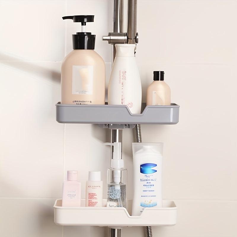 Bathroom Storage Rack with Razor Holder Wall Mounted Functional Bathroom Tray