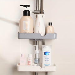 Bathroom Storage Rack with Razor Holder Wall Mounted Functional Bathroom Tray
