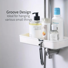 Bathroom Storage Rack with Razor Holder Wall Mounted Functional Bathroom Tray