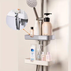 Bathroom Storage Rack with Razor Holder Wall Mounted Functional Bathroom Tray