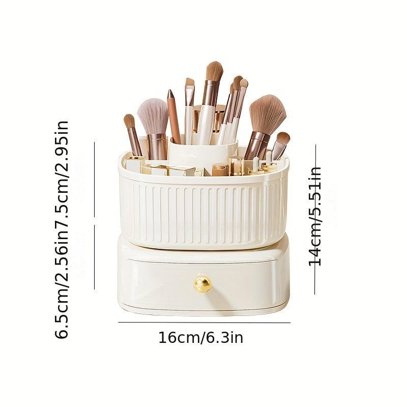 360 Rotating Makeup Organizer with Drawer Beauty Storage Box