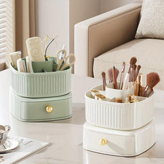 360 Rotating Makeup Organizer with Drawer Beauty Storage Box