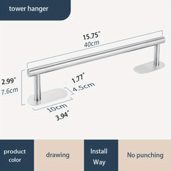 Stainless Steel Towel Bar Toilet Paper Holder Robe Hooks