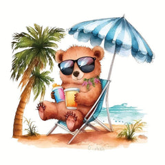 Beach Bear Toilet Lid Decal Bathroom Decoration Sticker