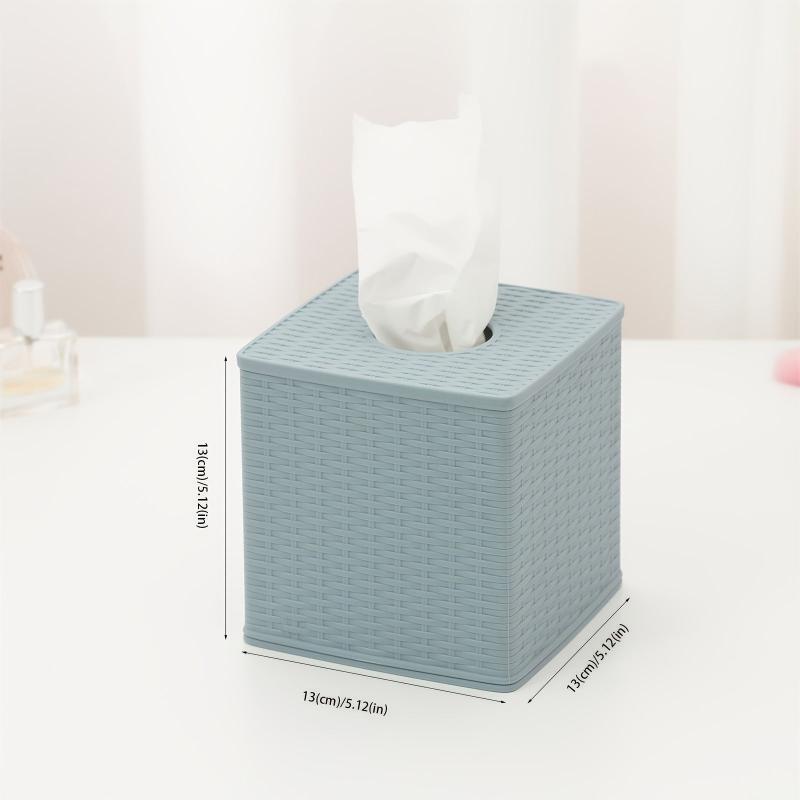 Rattan Shaped Round Tissue Box Grey