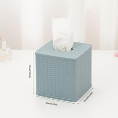 Rattan Shaped Round Tissue Box Grey