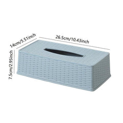 Rattan Shaped Round Tissue Box Grey
