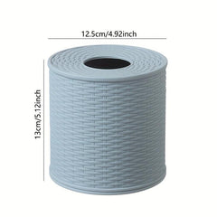 Rattan Shaped Round Tissue Box Grey