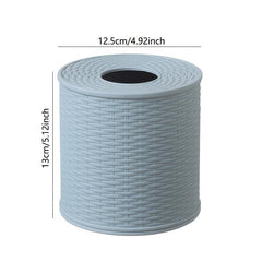 Rattan Shaped Round Tissue Box Grey