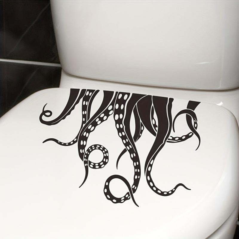 Octopus Pattern Toilet Lid Decal Self Adhesive Wall Stickers