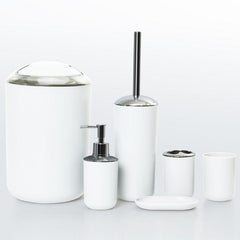 6pc Bathroom Set Toothbrush Holder Soap Dispenser Trash Can - Solid Pattern