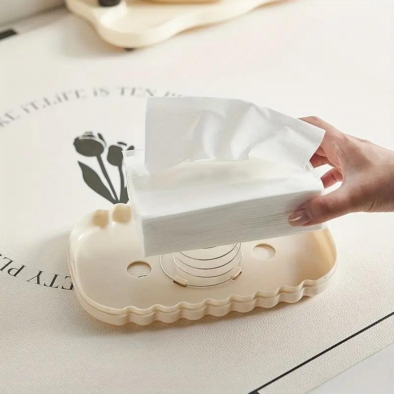 Spring Loaded Tissue Box Holder - Bathroom Vanity Countertop