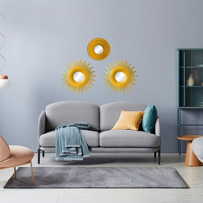 Golden Silvery Hanging Mirror Living Room Background Wall Deco