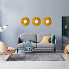 Golden Silvery Hanging Mirror Living Room Background Wall Deco