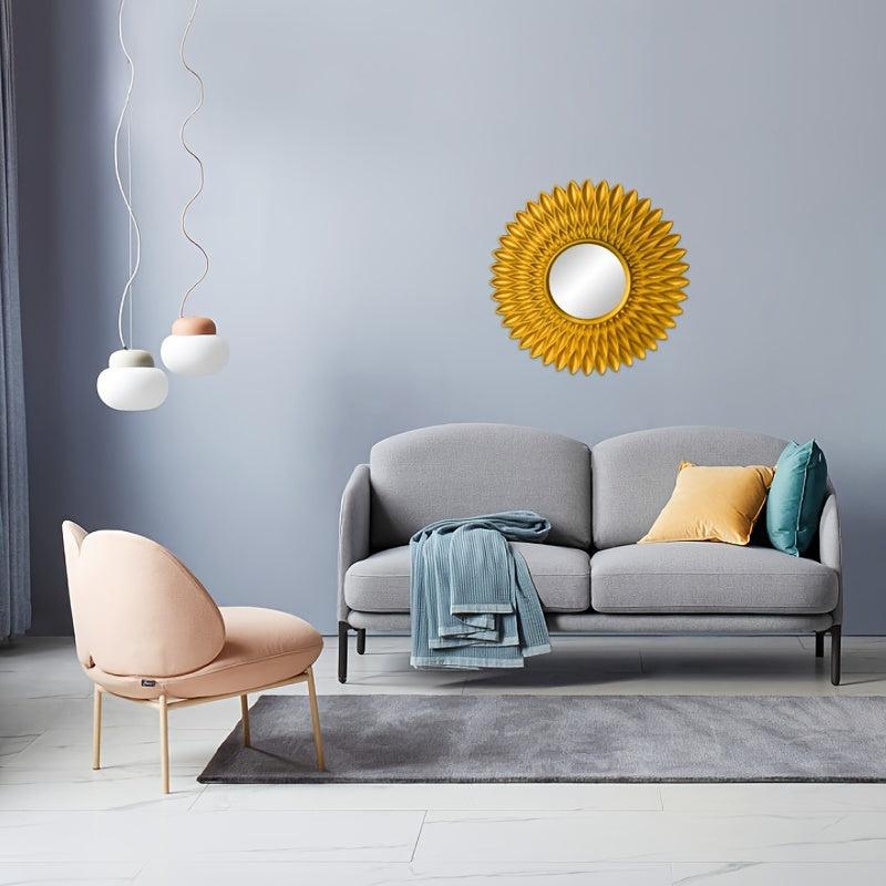 Golden Silvery Hanging Mirror Living Room Background Wall Deco