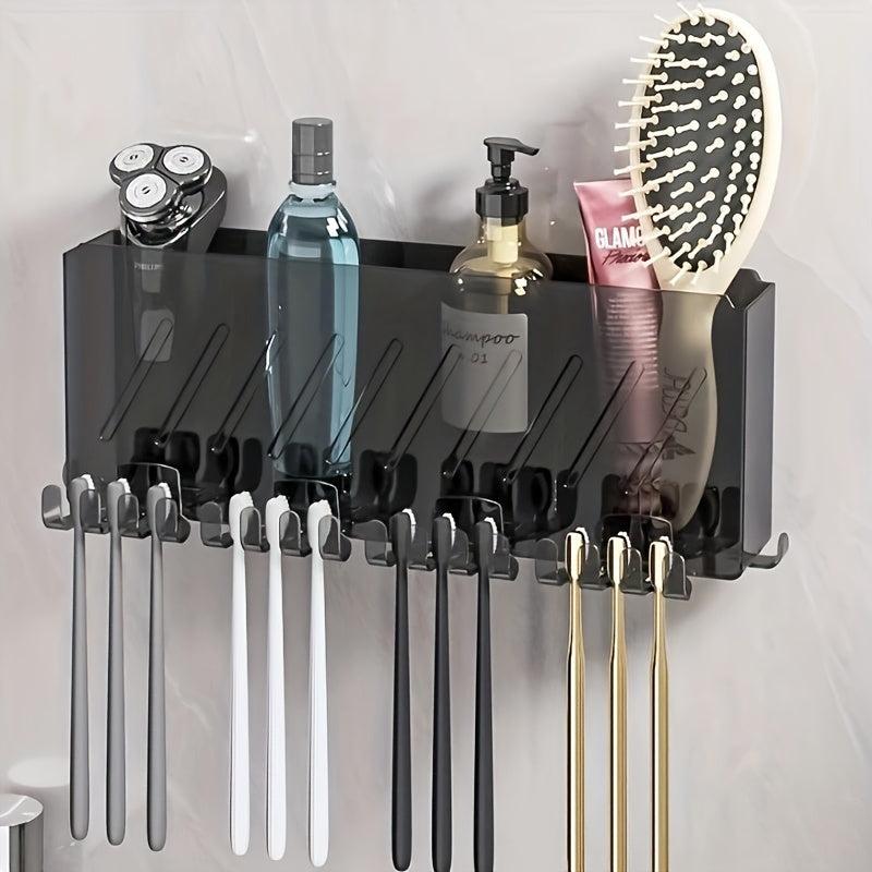 2pcs Toothbrush Holder With Gargle Cup & Toothpaste Dispenser