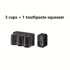 2pcs Toothbrush Holder With Gargle Cup & Toothpaste Dispenser