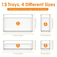 Stackable Clear Plastic Bathroom and Office Cosmetics Storage Set