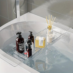 Bathtub Tray Plastic Retractable Bathroom Organizer Space Saver