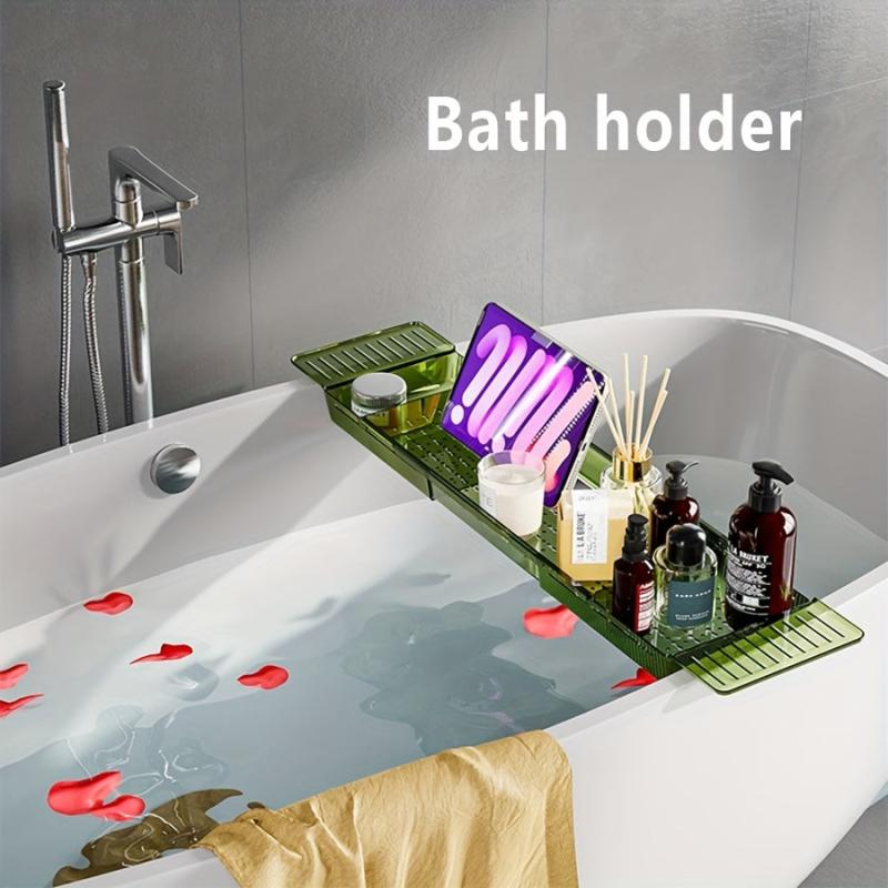 Bathtub Tray Plastic Retractable Bathroom Organizer Space Saver