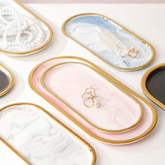 Elegant Marble Pattern Vanity Tray Organizer