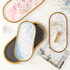 Elegant Marble Pattern Vanity Tray Organizer