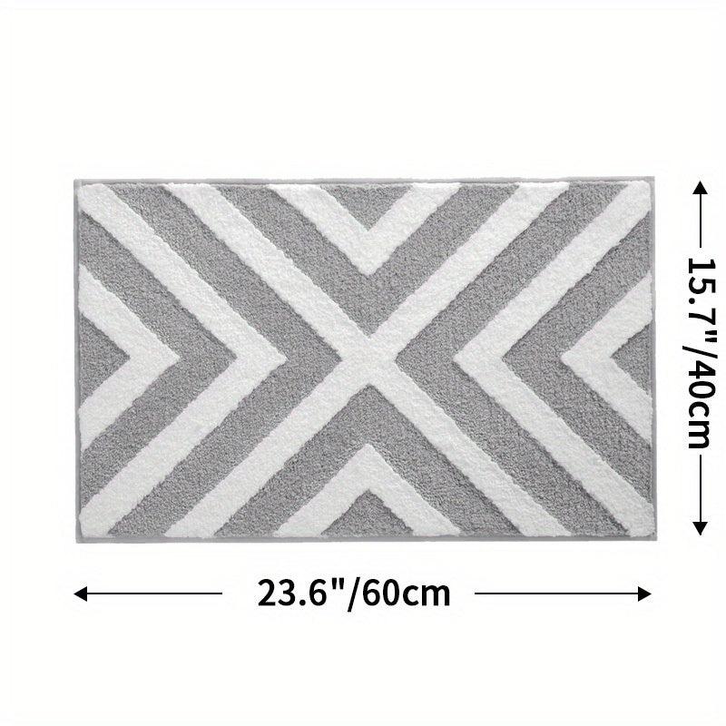 Geometric Pattern Bath Rug Soft Non Slip Absorbent Bath Mat