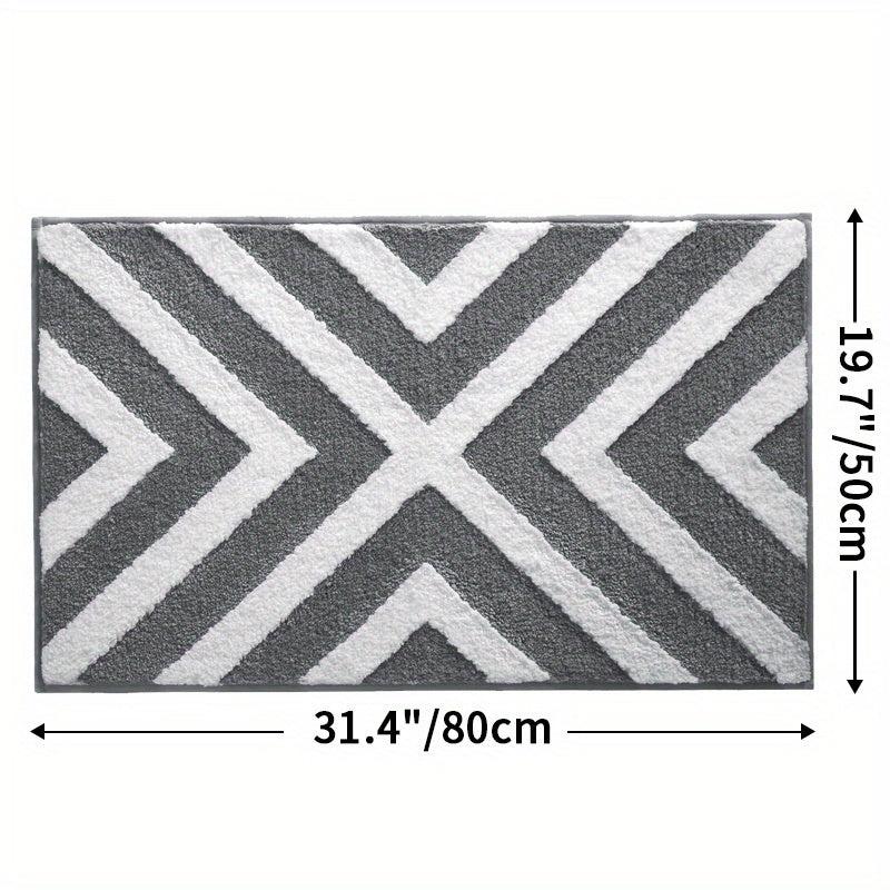Geometric Pattern Bath Rug Soft Non Slip Absorbent Bath Mat