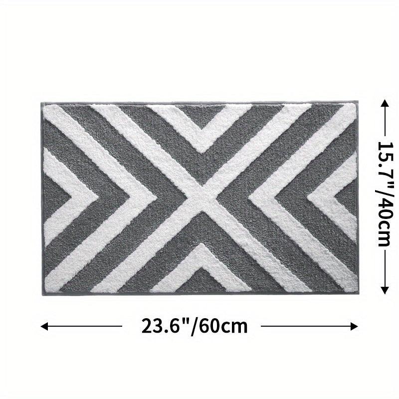 Geometric Pattern Bath Rug Soft Non Slip Absorbent Bath Mat