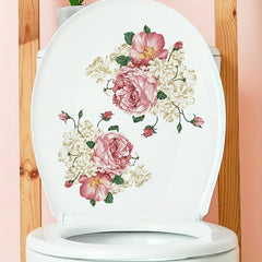 Flower Butterfly Toilet Lid Decal Self Adhesive Sticker - Bathroom Deco