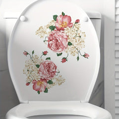 Flower Butterfly Toilet Lid Decal Self Adhesive Sticker - Bathroom Deco