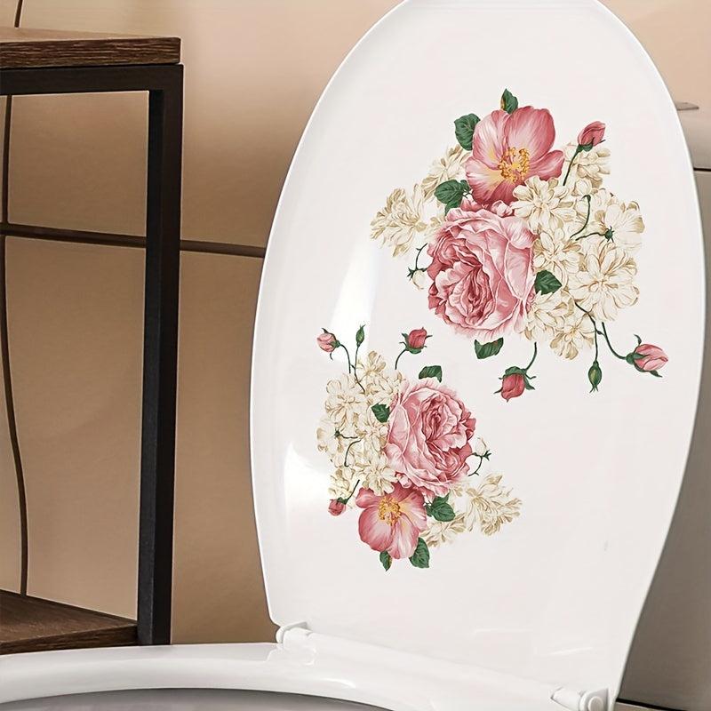Flower Butterfly Toilet Lid Decal Self Adhesive Sticker - Bathroom Deco