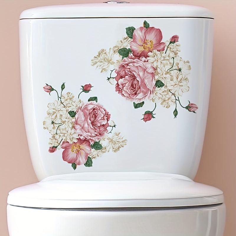 Flower Butterfly Toilet Lid Decal Self Adhesive Sticker - Bathroom Deco