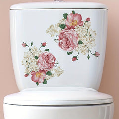 Flower Butterfly Toilet Lid Decal Self Adhesive Sticker - Bathroom Deco