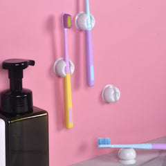 2pcs Suction Cup Toothbrush Holder Wall Mounted Toothbrush Storage Rack