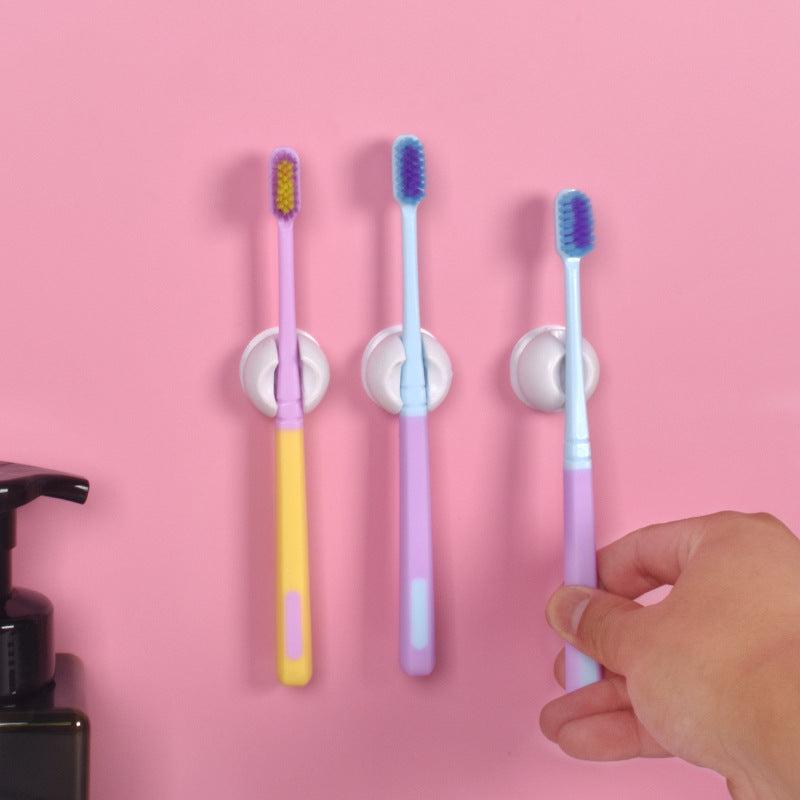 2pcs Suction Cup Toothbrush Holder Wall Mounted Toothbrush Storage Rack