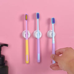 2pcs Suction Cup Toothbrush Holder Wall Mounted Toothbrush Storage Rack