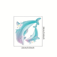 Dolphin Pattern Toilet Cover Sticker Funny Self Adhesive Toilet Sticker