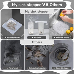 4pcs Sink Stopper Bathtub Drain Cover Hair Catcher Anti Odor Mat Large Silicone