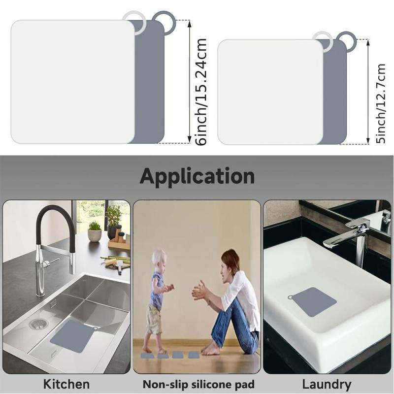 4pcs Sink Stopper Bathtub Drain Cover Hair Catcher Anti Odor Mat Large Silicone