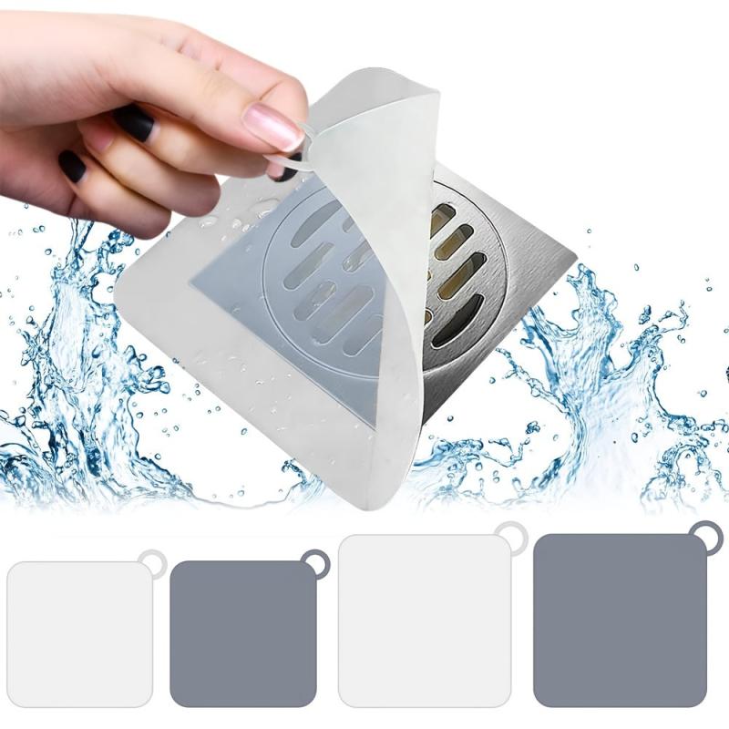 4pcs Sink Stopper Bathtub Drain Cover Hair Catcher Anti Odor Mat Large Silicone