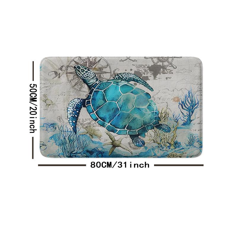Sea Turtle Pattern Floor Mat Soft Non slip Bath Rug Bath Mat Absorbent Carpet