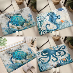 Sea Turtle Pattern Floor Mat Soft Non slip Bath Rug Bath Mat Absorbent Carpet